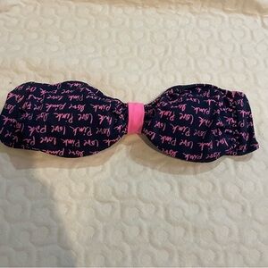 PINK Victoria’s Secret XS Bandeau Swim Top Black Logo Summer Fun Y2K Beach Pop